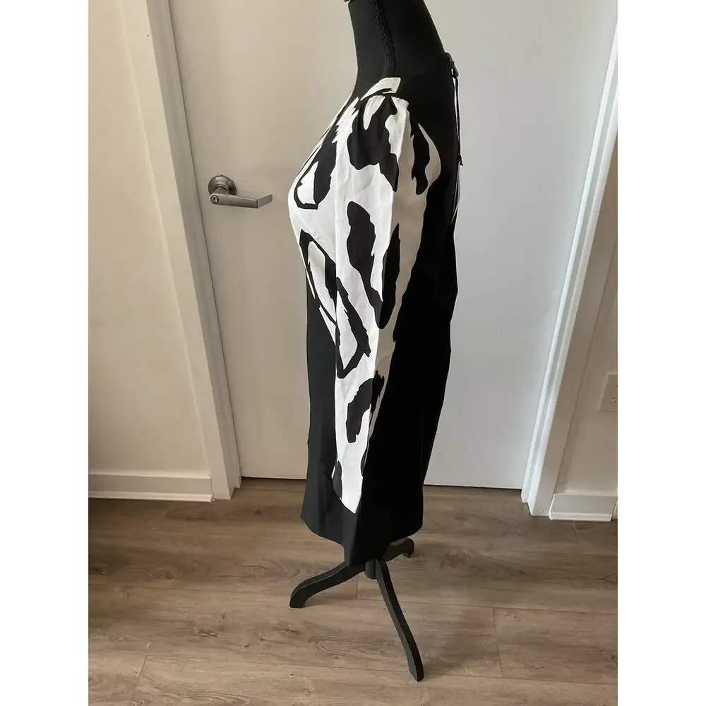 Just Cavalli NWT Asymmetric Colorblock Dress Black White Animal Print IT 42